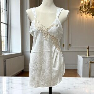 NWT Victorias Secret Slip Dress Size P Ivory Y2K Gold Label Beaded Applique